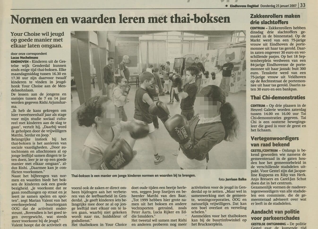 Eindhovens Dagblad — Normen en waarden leren met thai-boksen